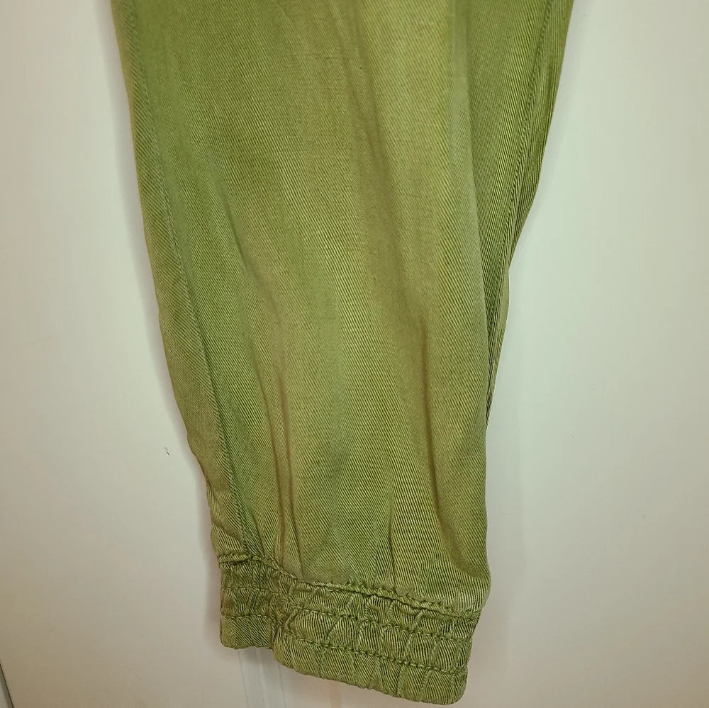 Zara The Charlotte Linen Blend Relaxed Jogger Pants Green Small